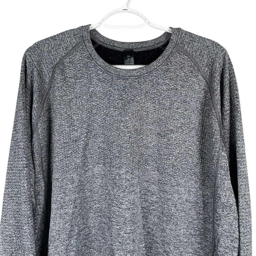 Lululemon Mens Engineered Warmth Textured Crewneck Sweater 2XL Merino Wool Gray